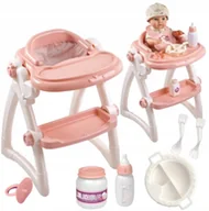 Akcesoria dla lalek - Krzesełko do karmienia z lalką i akcesoriami smoczek butelka puder - miniaturka - grafika 1