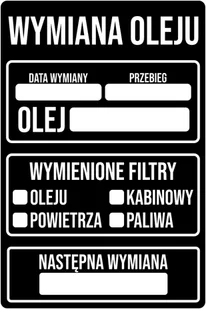 50x Naklejki serwisowe Serwis Wymiana Oleju czarne zamiast zawieszki 9x6cm - Akcesoria motoryzacyjne - miniaturka - grafika 1