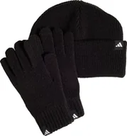 Czapki damskie - Adidas Komplet dla dzieci czapka rękawiczki czarny JP2783 Młodzieżowa - miniaturka - grafika 1