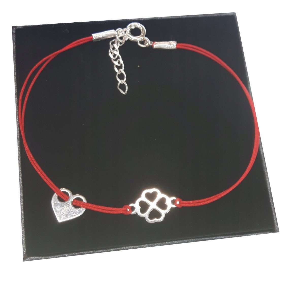 Bransoletka sznurkowa KONICZYNKA SERCE 925 GRAWER