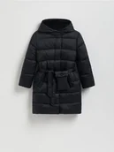 Spodnie i spodenki dla dziewczynek - Reserved - Pikowany płaszcz z saszetką - czarny - miniaturka - grafika 1