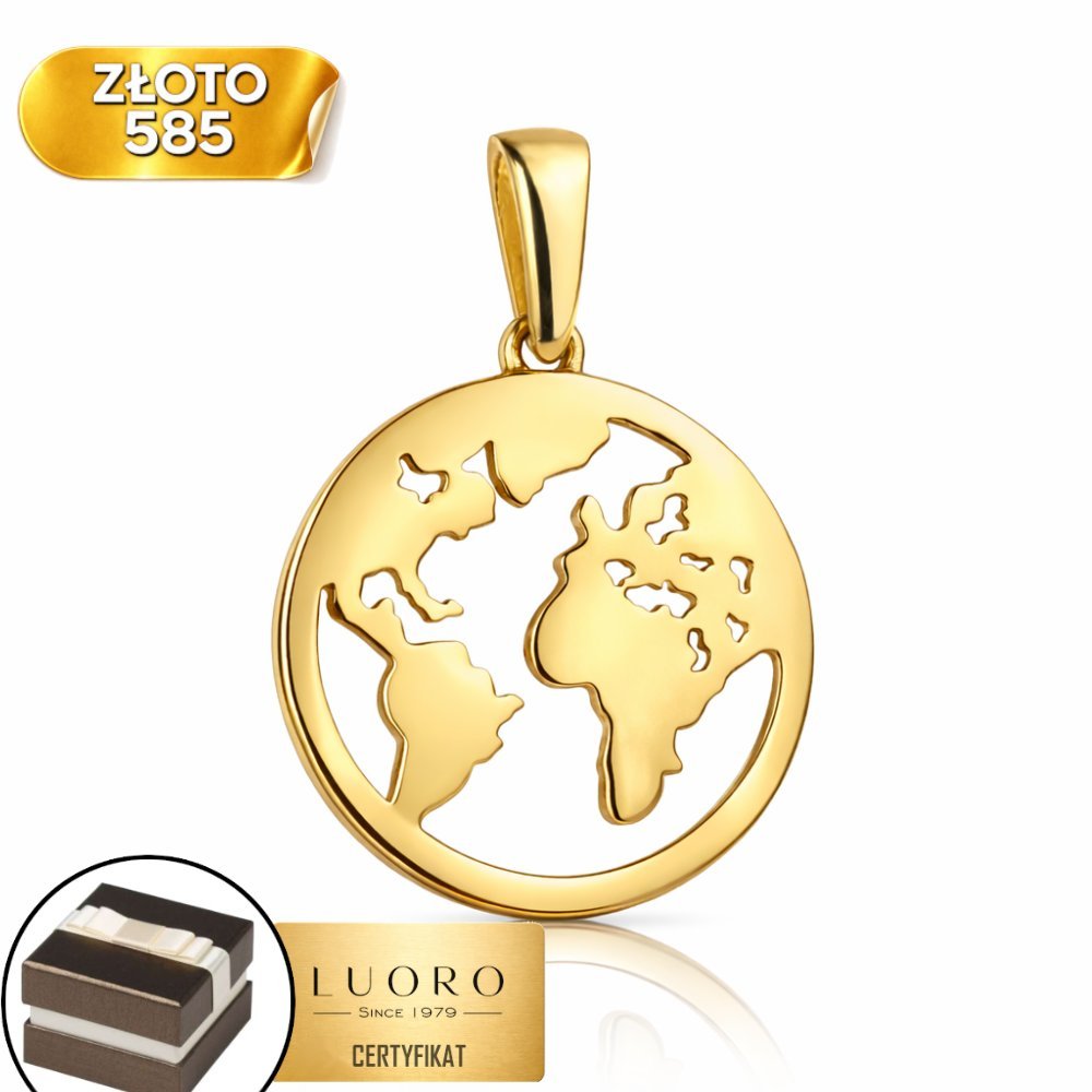 ZAWIESZKA ZŁOTA 585 14K KULA ZIEMSKA 20 MM ŻÓŁTE ZŁOTO ELEGANCKA