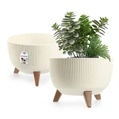 Donice - Misa na kwiaty z nóżkami Milis 29 cm, kremowa - miniaturka - grafika 1