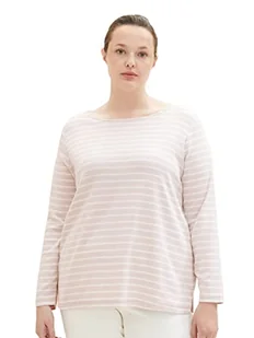 TOM TAILOR Damska koszulka z długim rękawem w paski, 32396-Grey Offwhite Stripe, 46 - Koszulki i topy damskie - miniaturka - grafika 1