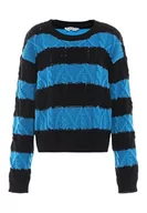 Swetry damskie - Libbi Damski sweter z dzianiny CZARNY TURKIS XL/XXL, czarny turkusowy, XL - miniaturka - grafika 1