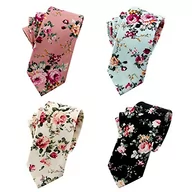 Krawaty i muchy męskie - Mantieqingway Męski krawat z bawełny z kwiatowym wzorem, wąskie krawaty, kolor 4, średni - miniaturka - grafika 1