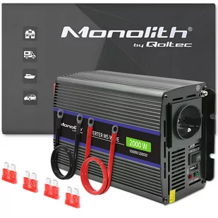 Qoltec Monolith 2000 MS Wave 12V na 230V 1000/2000W USB - Przetwornice samochodowe - miniaturka - grafika 1