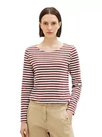 Koszule damskie - Damska koszula z długimi rękawami w paski TOM TAILOR, 34059-rodzynkowo-biały pasek, M - miniaturka - grafika 1