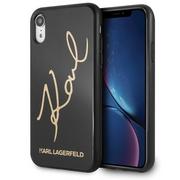 Etui i futerały do telefonów - Karl Lagerfeld Double Layers Glitter Signature Case - Etui iPhone XR (Black) - miniaturka - grafika 1