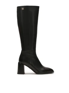 Czarne skórzane kozaki na słupku - 38 - Kozaki damskie - miniaturka - grafika 1