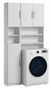 Zestaw Łazienkowy Biały Mat Regał i Słupek - Meble łazienkowe - miniaturka - grafika 1