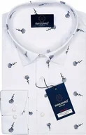 Koszule męskie - Elegancka wizytowa biała PREMIUM koszula męska z lycrą we wzory REGULAR-FIT - miniaturka - grafika 1