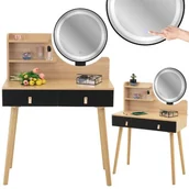 Toaletki - Toaletka z lustrem LED, kosmetyczna, skandynawska, 80x40x120 cm - miniaturka - grafika 1