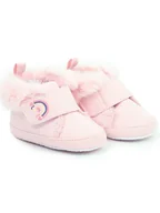 Buty dla dziewczynek - Buciki niemowlęce niechodki na rzepy różowe z tęczą 6-12 miesięcy - miniaturka - grafika 1
