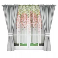 Firany - Firana Gotowa Kwiaty 400x155 Woal Firanka Kwiaty - miniaturka - grafika 1