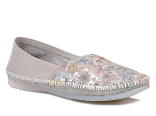 Baleriny damskie Maciejka 1930 skórzane wygodne wsuwane popielate kwiaty-40 - Baleriny - miniaturka - grafika 1