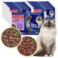 Mokra karma dla kotów - Zestaw saszetek mokrej karmy dla dorosłych kotów z jagnięciną i wołowiną OptiVital 60x85 g - miniaturka - grafika 1