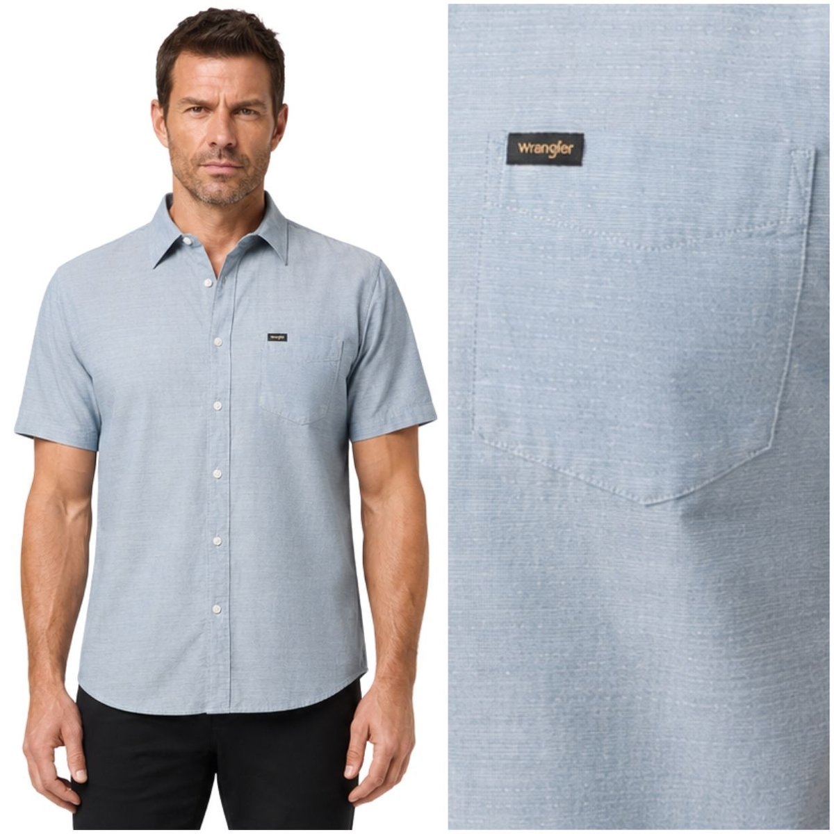 Wrangler 1 Pkt Shirt Captains Blue bawełniana koszula krótki rękaw 3XL