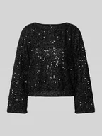 Bluzki damskie - Bluzka o kroju regular fit z długim rękawem i cekinowym obszyciem model ‘NAJA’ - miniaturka - grafika 1