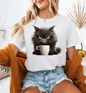 Koszulki i topy damskie - Śmieszna koszulka z kotem - wzór kot224 - miniaturka - grafika 1