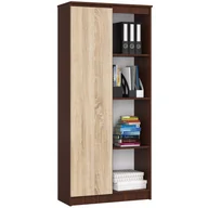 Regały biurowe - REGAŁ BIUROWY R 80 cm CLP 1 DRZWI 4 PÓŁKI WENGE / SONOMA - miniaturka - grafika 1