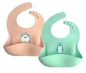 Śliniaki i fartuszki - Silikonowe Śliniaki Dla Dzieci 2 Szt Beżowy I Mięt - miniaturka - grafika 1