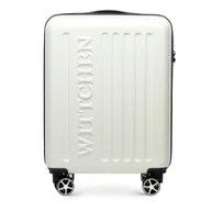 Walizki - Walizka kabinowa z ABS-u z tłoczonym logo biała - miniaturka - grafika 1