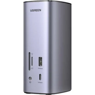 Ugreen wielofunkcyjna stacja dokująca HUB 12w1 USB C USB HDMI DP RJ45 AUX SD TF szara (CM555) - Kable USB - miniaturka - grafika 1