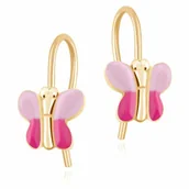 Biżuteria dla dzieci - Srebrne Kolczyki 925 Złocone Motylki Grawer - miniaturka - grafika 1