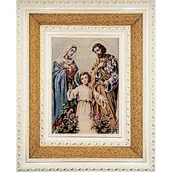 Dewocjonalia - Obraz Haftowany Święta Rodzina podwójna rama 38x32 - obraz - miniaturka - grafika 1