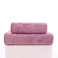 Ręczniki - FEBE Ręczniki Ręcznik kąpielowy 70x140 + 50x100 cm różowy Zestaw ręczników Ręcznik kąpielowy frotte z kwiatowym wzorem Ręcznik z mikrofibry - miniaturka - grafika 1