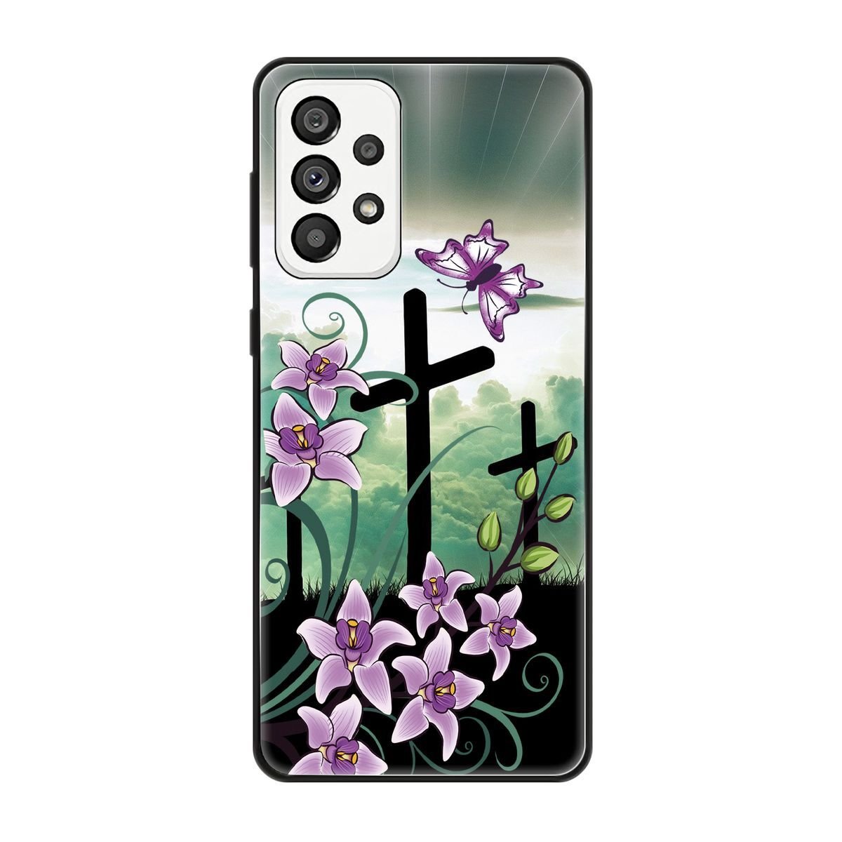 Pokrowiec König Design kompatybilny z Samsung Galaxy A73 5G - plastikowe, miękkie etui na telefon - kwiat lotosu