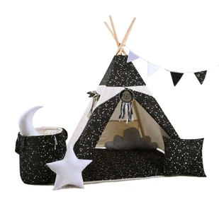 Namiot tipi dla dzieci, bawełna, mega zestaw, nocne niebo - Namioty i tipi dla dzieci - miniaturka - grafika 1