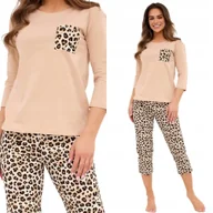 Piżamy damskie - PIŻAMA Damska CORNETTE Panther 4 602 4XL /48 Beż - miniaturka - grafika 1