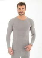 Koszulki męskie - Koszulka męska długi rękaw Brubeck Comfort Wool LS11600 szary - miniaturka - grafika 1