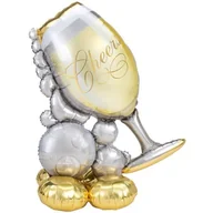 Balony i akcesoria - Amscan Balon foliowy stojący Kieliszek Szampana AirLoonz - 127 cm 4246811 - miniaturka - grafika 1