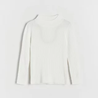 Swetry dla dziewczynek - Reserved - Sweter w prążek - Kremowy - grafika 1