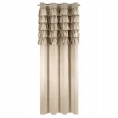 Zasłony - Zasłona WELUROWA Gotowa na PRZELOTKACH z FALBANAMI Aura 140 x 250 CIEMNY BEŻ - miniaturka - grafika 1