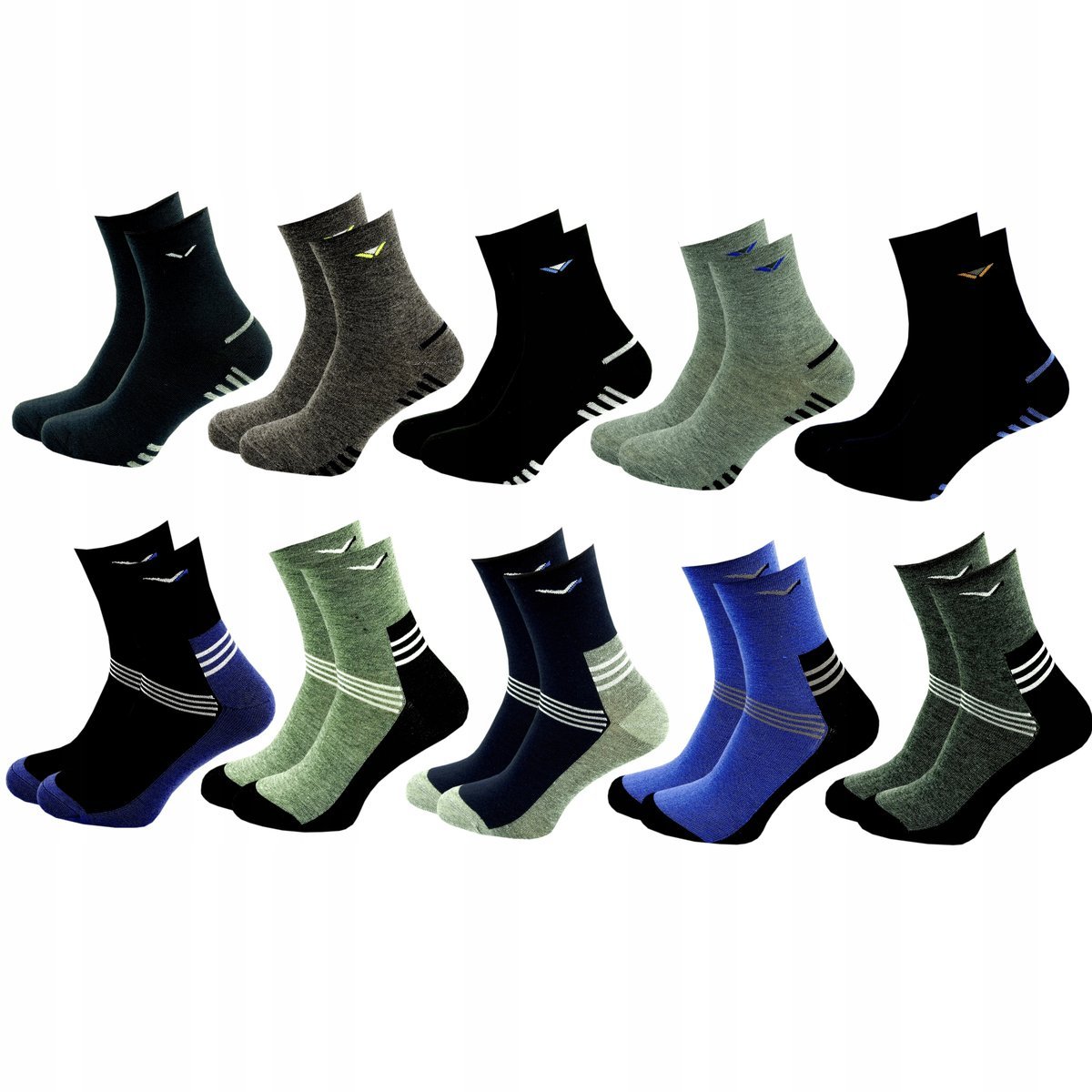 10x Skarpety Męskie BEZUCISKOWE RÓŻNE WZORY Skarpetki Bawełna 95% 42-46