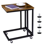 Ławy i stoliki kawowe - Stolik loftowy na kółkach MEREN postarzany dąb - miniaturka - grafika 1