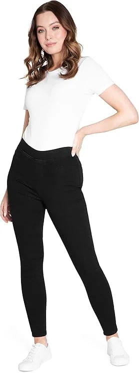 Damskie spodnie legginsy elastyczne jeansowe rozmiar 46 czarne