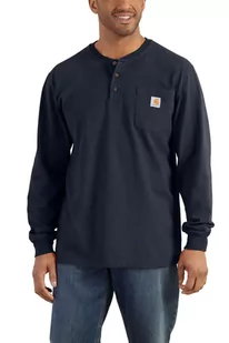 Koszulka męska z długim rękawem Carhartt Pocket Henley L/S NVY granatowy - Koszulki sportowe męskie - miniaturka - grafika 1