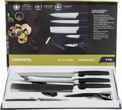Noże kuchenne - Akcesoria kuchenne zestaw noży 7 elementów z obieraczką i nożyczkami kuchennymi zestaw noży czarny stal nierdzewna - miniaturka - grafika 1