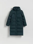 Kurtki damskie - Reserved - Długa kurtka z kapturem - ciemny turkus - miniaturka - grafika 1