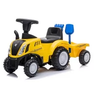 Jeździki dla dzieci - Sun Baby Baby Jeździk traktor z przyczepą New Holland żółty 5907478641412 - miniaturka - grafika 1