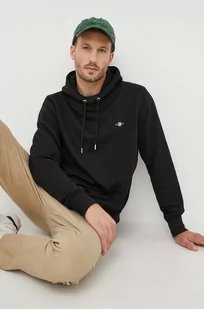 Gant bluza męska kolor czarny z kapturem gładka - Bluzy męskie - miniaturka - grafika 1