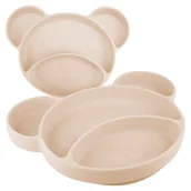 Miseczki i talerzyki dla dzieci - Canpol Babies Talerzyk Trójdzielny Z Przyssawką Z Przegródkami Miś Kremowy - miniaturka - grafika 1