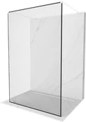 Ścianki i drzwi prysznicowe - Mexen Kioto ścianka prysznicowa wolnostojąca Walk-in 150 x 200 cm, transparent/czarny wzór 8 mm, biała - 800-150-002-20-70 - miniaturka - grafika 1