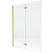 Parawany nawannowe - Mexen Mist parawan nawannowy 2-skrzydłowy lewy 130 x 150 cm, transparent, złoty szczotkowany - 8A9-130-002-55-00-L - miniaturka - grafika 1