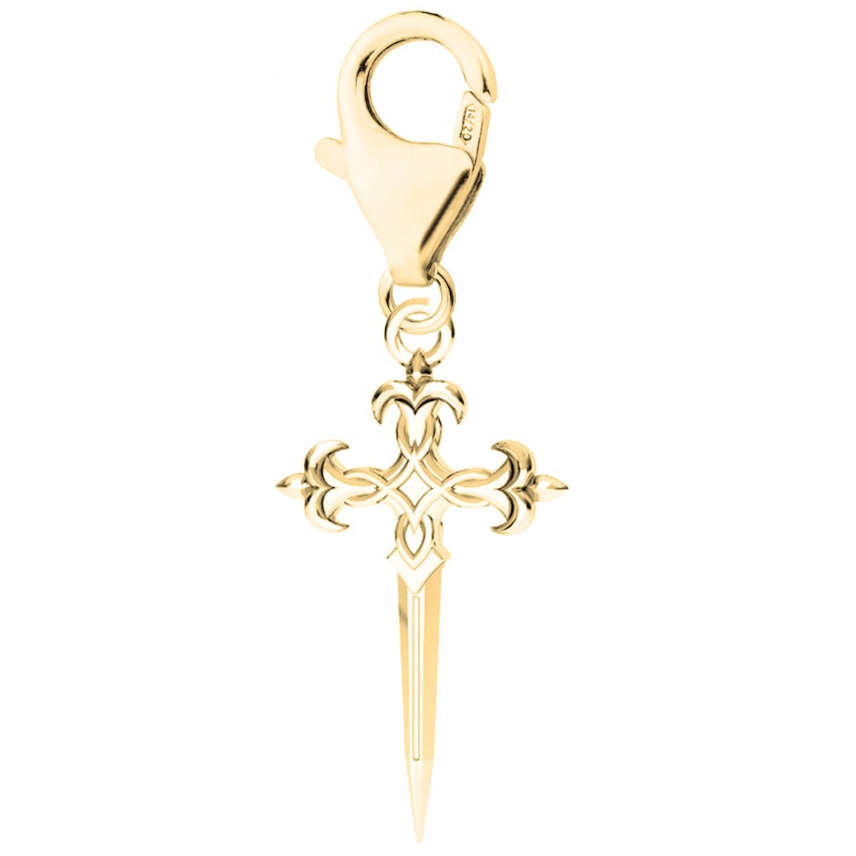 Złota Zawieszka ze Sztyletem Krzyż Cross Krzyżyk Sztylecik SREBRO 925